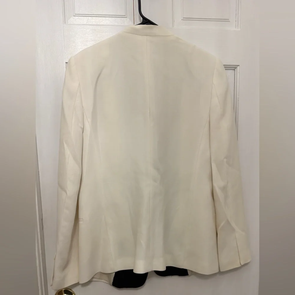 ZARA Women’s Ivory & Black Lapel Open Front Blazer Jacket Size M - Picture 2 of 3